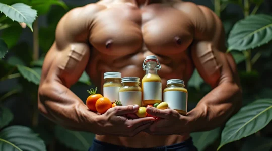 Image conceptuelle représentant la prise de masse musculaire avec des compléments alimentaires