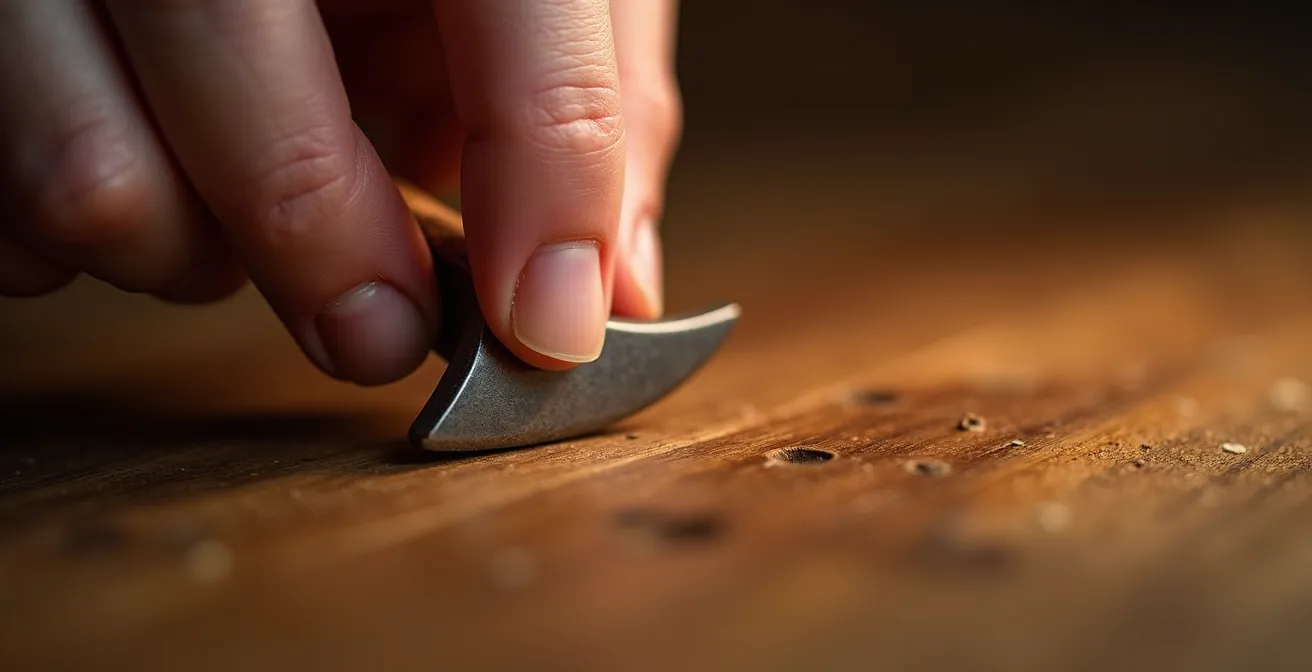 Vue macro de mains travaillant ensemble sur une surface en bois naturel