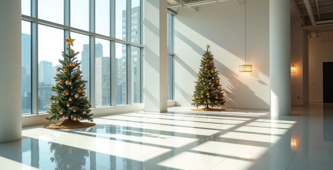 Bureau professionnel avec décoration festive épurée