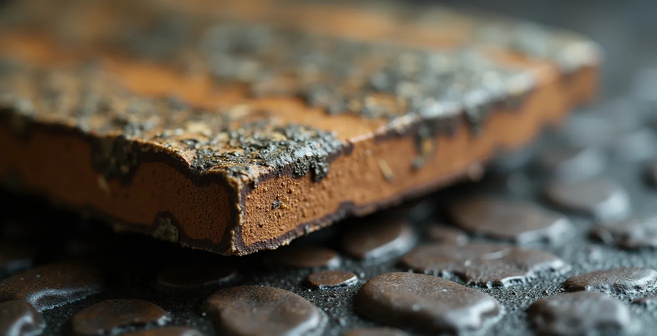 Vue macro sur une surface texturée représentant la transformation