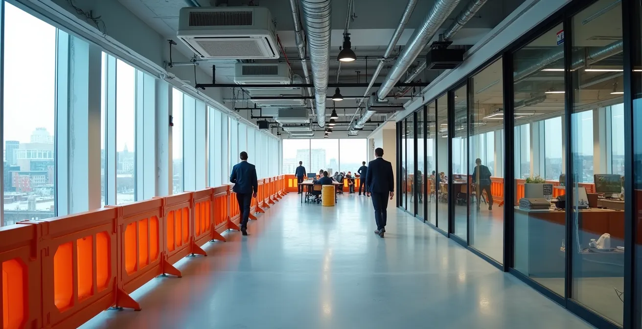 Vue d'ensemble d'un chantier de modernisation HVAC en cours