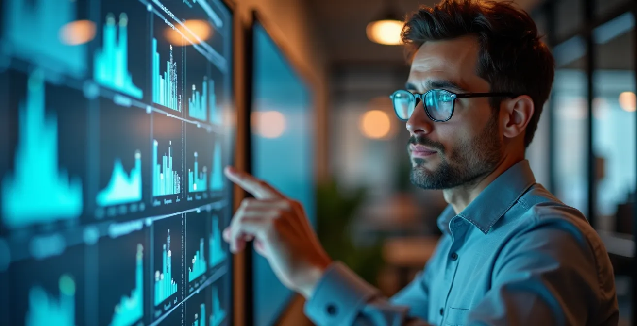 Gestionnaire analysant des données énergétiques sur plusieurs écrans