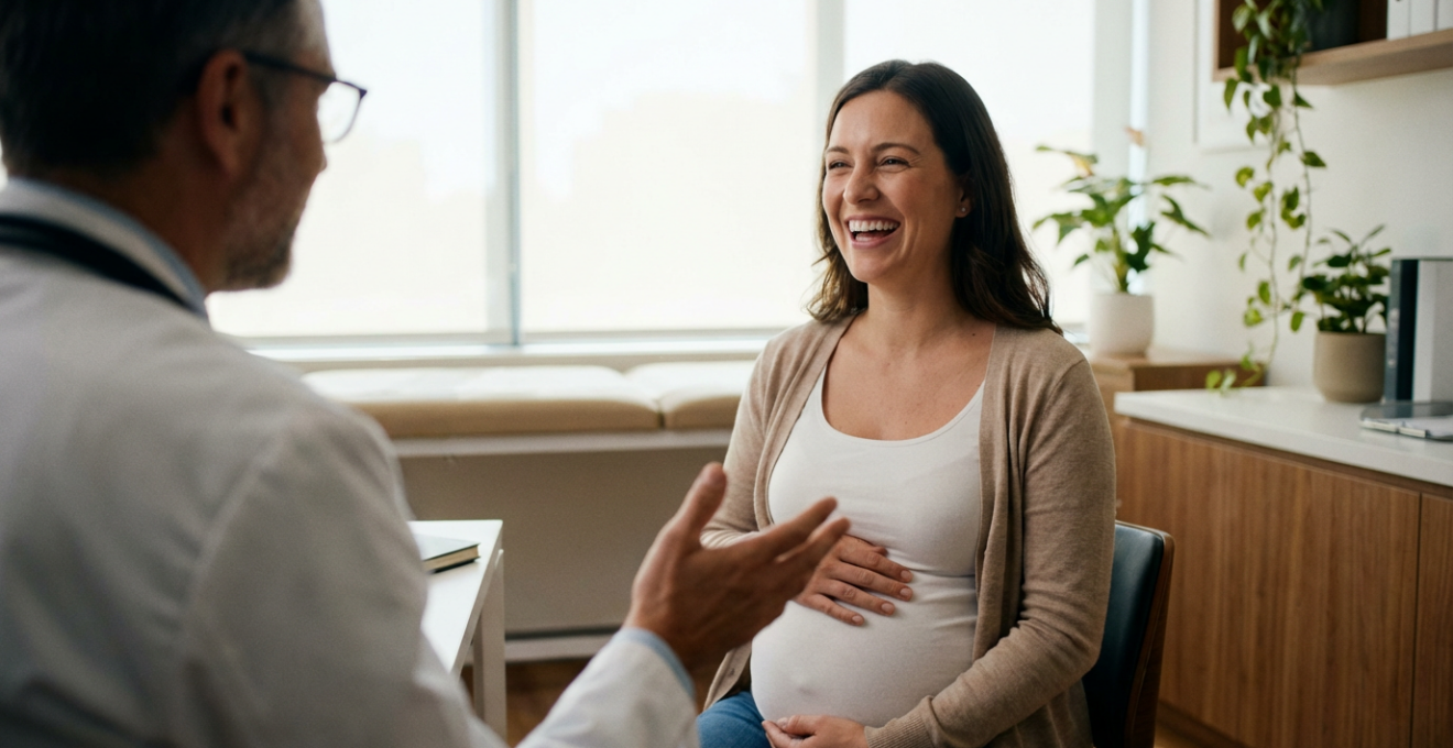 Femme enceinte en consultation médicale pour exemption de jeûne