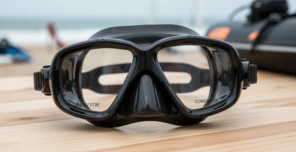 Masque de plongée bi-verre avec verres correcteurs installés pour myopie